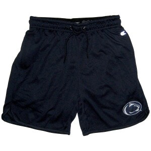 navy youth shorts with zippered side pockets and Penn State Athletic Logo on left thigh
